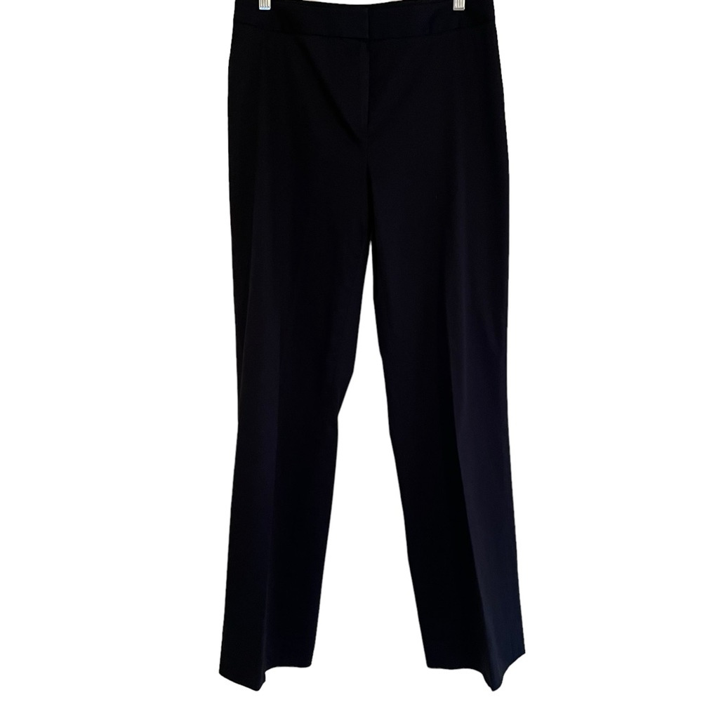 Lafayette 148 NY Black Cotton Stretch Blend Flat Front Trouser 6